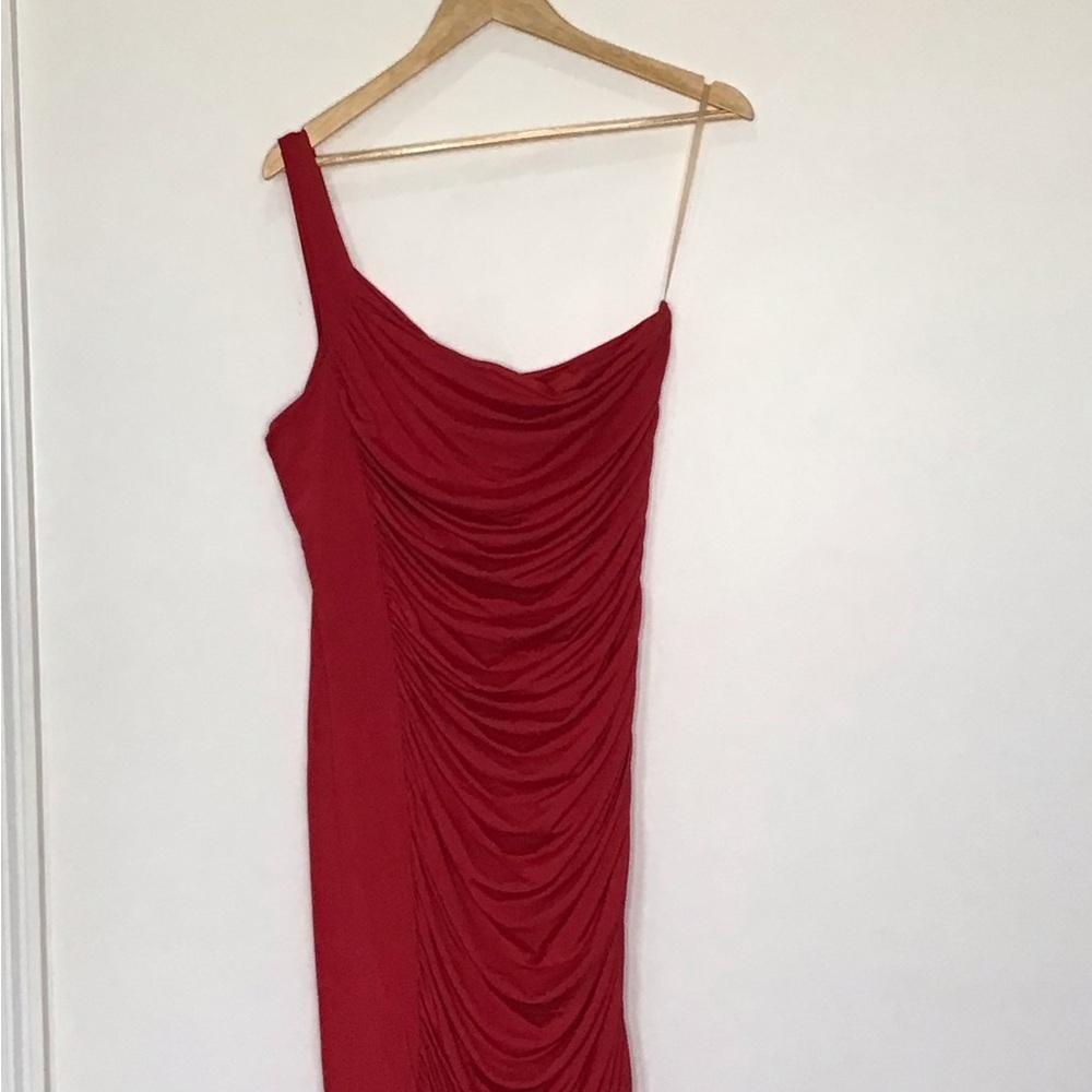 Charlotte Russe Sexy Red Ruched One Shoulder Sophisticated Dress Size XL - Picture 3 of 6